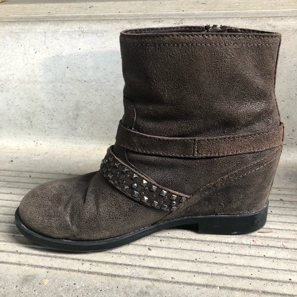 Geox brown moto wedge booties boots shoes - Picture 3 of 5